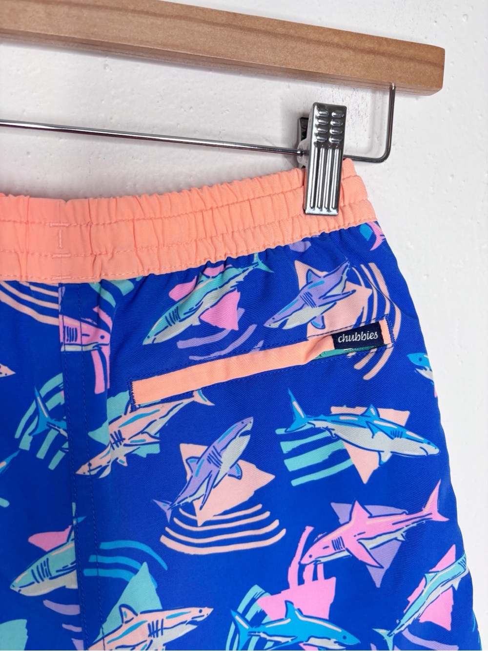 Chubbies Shark Print Pull On Swim Trunks Size Small 8/9 EUC - Picture 6 of 8